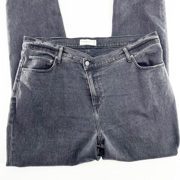 Abercrombie & Fitch Black Plus Size The 90's Slim‎ Straight High Rise Jeans 34 - Picture 6 of 8